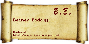 Beiner Bodony névjegykártya